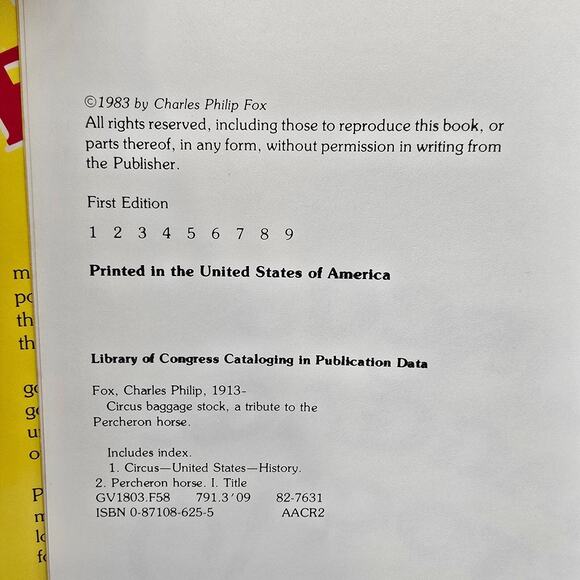 Vintage Circus Baggage Stock Percheron Horse Charles Philip Fox HC 1st Ed 1983 - Picture 9 of 16